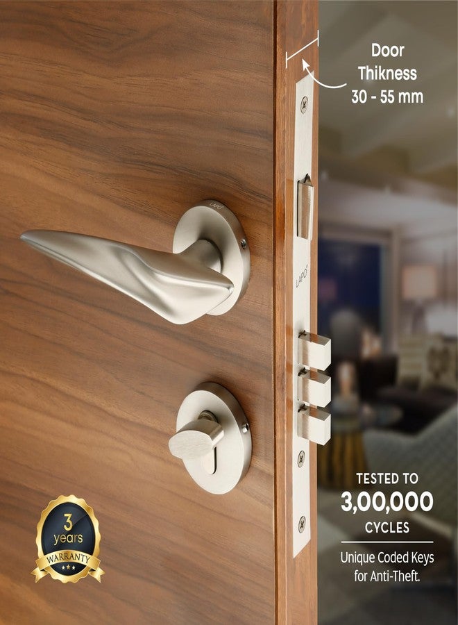 LAPO Heavy Duty Door Lock for Main Door,Lock for Bedroom, Mortise Handlesets, Handles Set with 3 Brass Key for Home,Office,Hotel | Matt Finish | 3 Years Warranty Ro-178 - Image 2